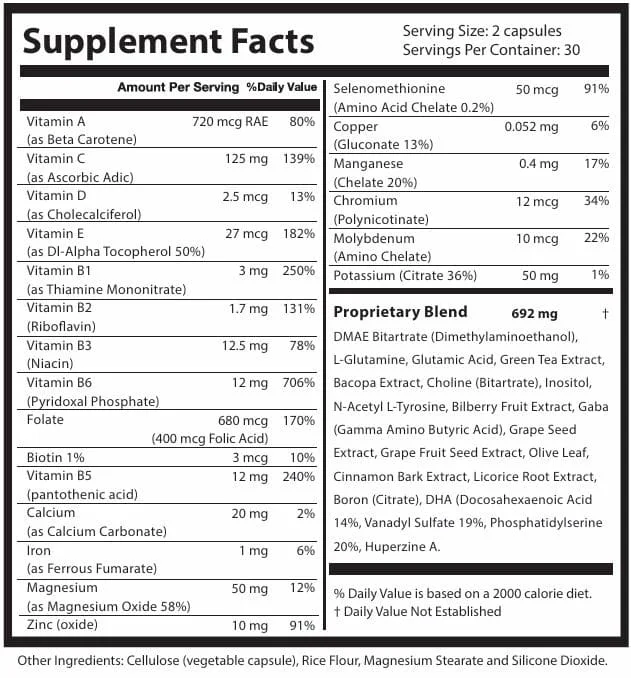 Neurozenix™ Focus+ Product Label